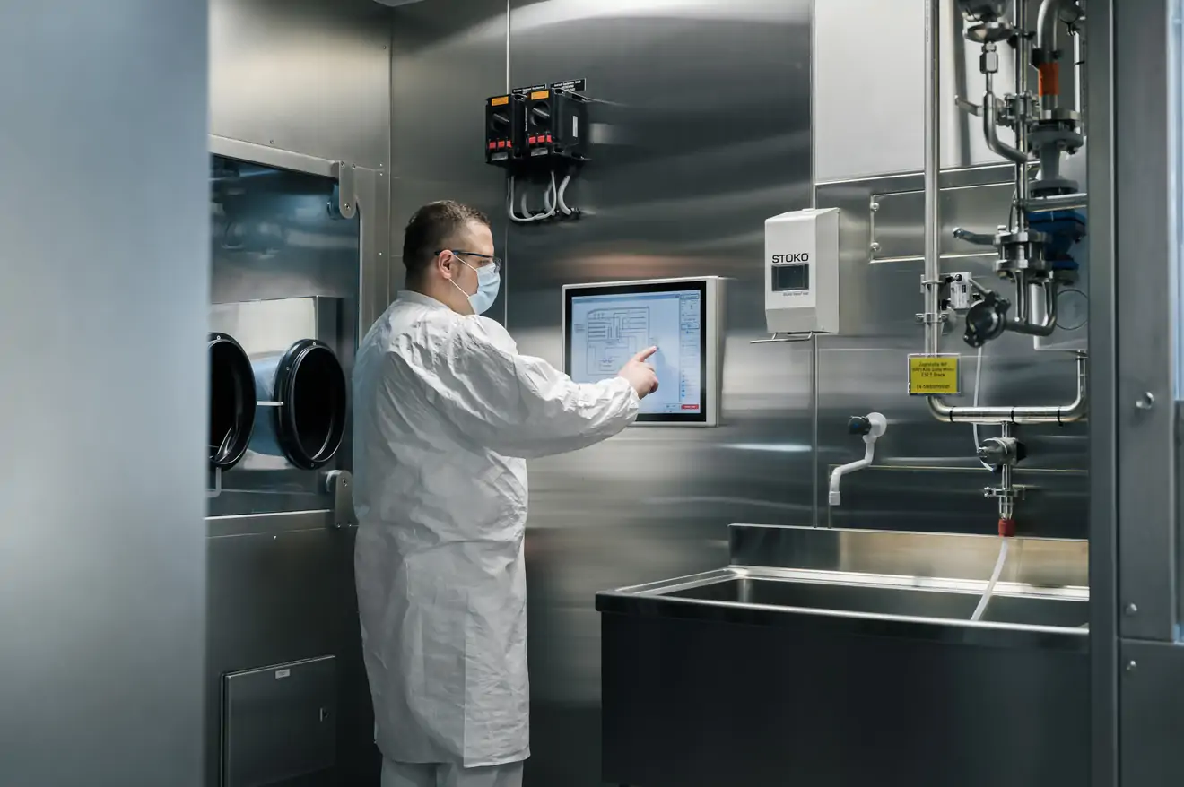 lab worker at computer